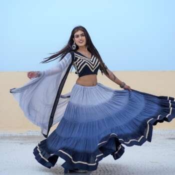 Designer Ombre Mal Cotton Chaniya Choli with Mukaish Silk Dupatta