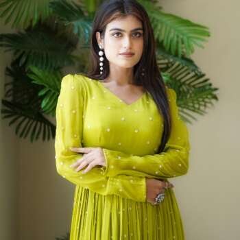 Elegant Chinon Chiffon Dress with Moti Work