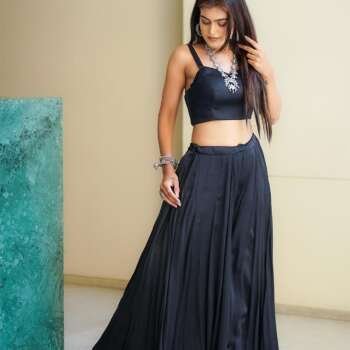 Modal Silk Crop Top, Palazzo & Jacket with Sequins Work (3-Piece Set)