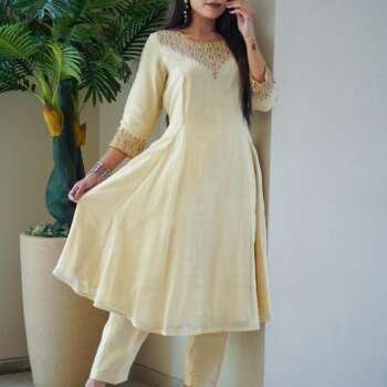 Organza Silk A-Line Dress with Khatli Work & Sequins (2-Piece)