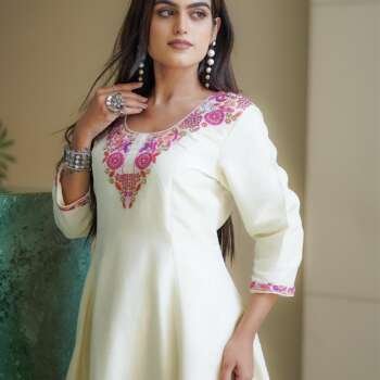 Tissue A-Line Princess Cut Dress with Khatli Work (Full 3-Piece Set)