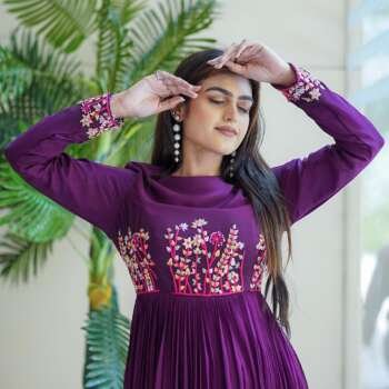 Chinon Chiffon Dress with Parsi Work (2-Piece)